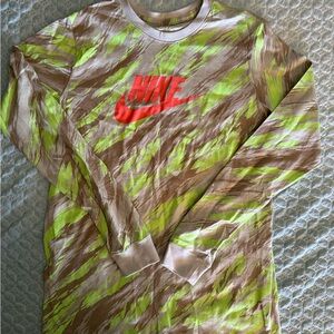 Nike Green and Brown Patterned Long Sleeve Shirt